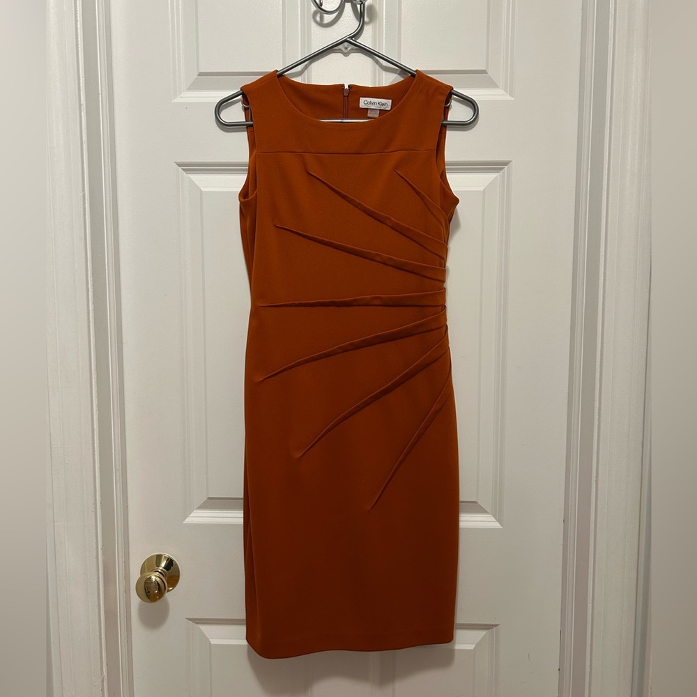 Calvin Klein Women's Orange Sleeveless Midi Dress